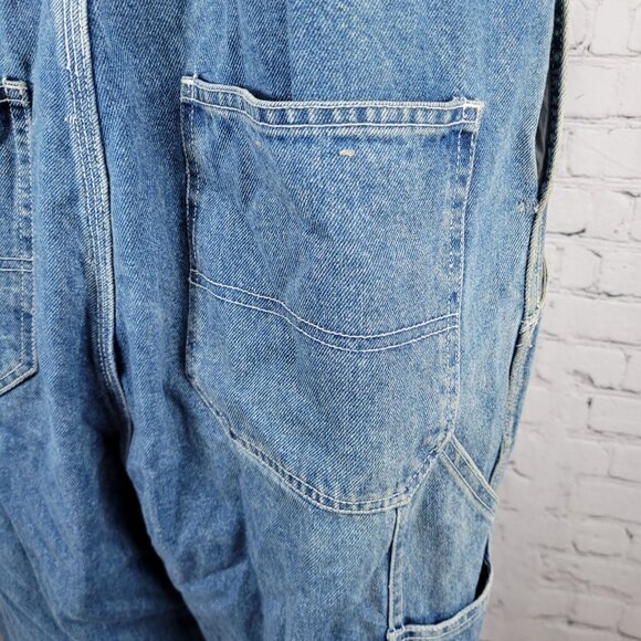 Austin Clothing Blue Denim 100% Cotton Workwear Utility Jean Overalls Large L 32 - Picture 12 of 15